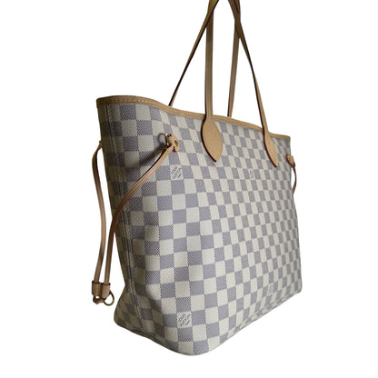 Brand New LOUIS VUITTON Damier Azur Neverfull Tote Bag White Blue