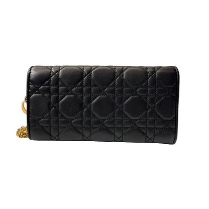 Used DIOR Lambskin Leather Wallet Black