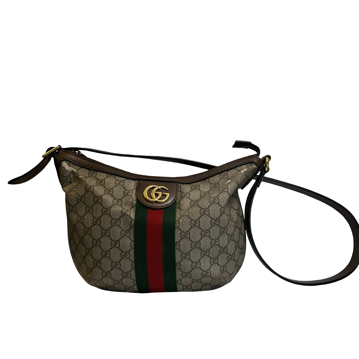 Used GUCCI GG Supreme Web Ophidia Shoulder Bag Beige Brown Green Red