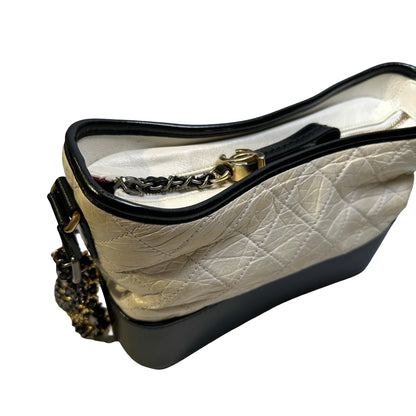 Used CHANEL Quilted Calfskin Gabrielle Hobo Bag White Black