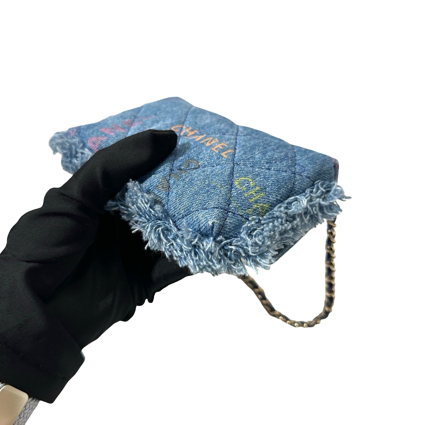 Used CHANEL Cross Body Bag Denim blue GHW
