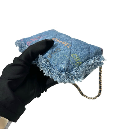 Used CHANEL Cross Body Bag Denim blue GHW