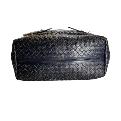 Used BOTTEGA VENETA Intrecciato Lizard Olimpia Shoulder Bag Navy Black