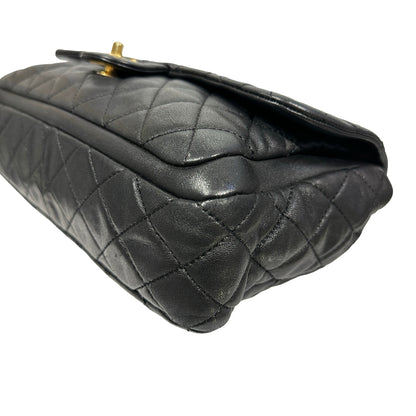 Used Chanel Lambskin Leather FLAP Shoulder Bag Black GHW