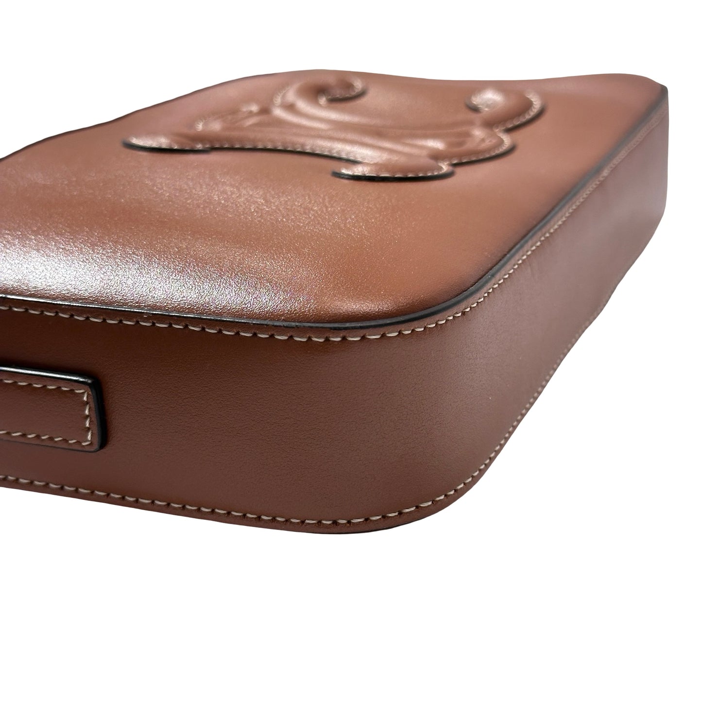 CELINE Smooth Calfskin Triomphe Hobo Camera Bag Brown
