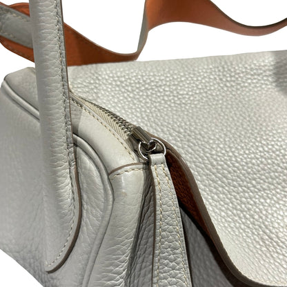 HERMES LIGHT GREY & ORANGE PHW LINDY 30 [3000277]