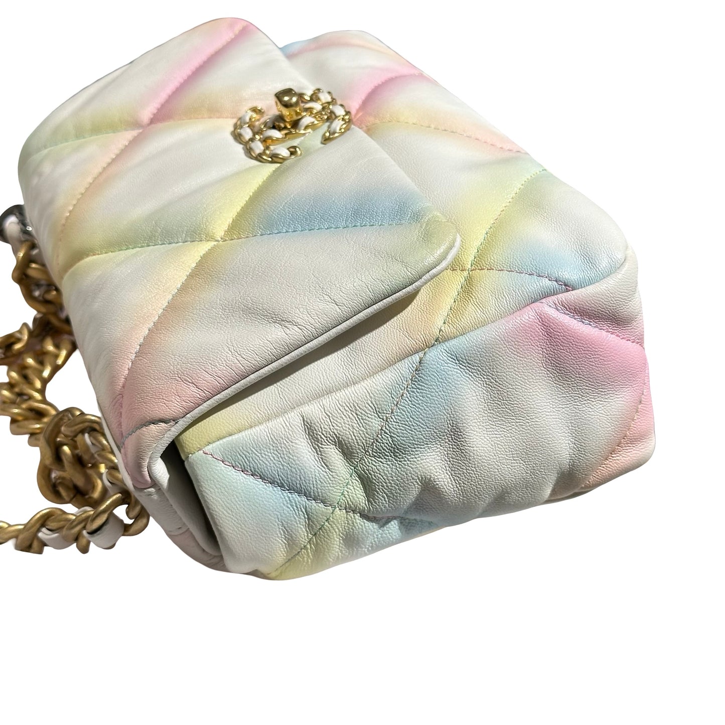 Used Chanel 19 Small Cross Body Bag Pastel Multi-color GHW