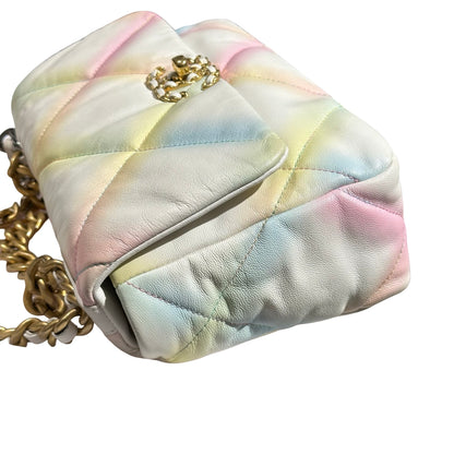 Used Chanel 19 Small Cross Body Bag Pastel Multi-color GHW