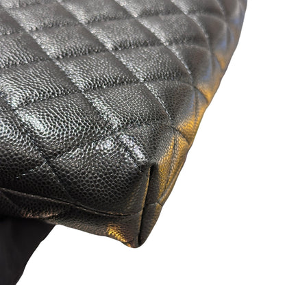 Used CHANEL Caviar Leather Mini Clutch with Chain Cross Body Bag Black GHW