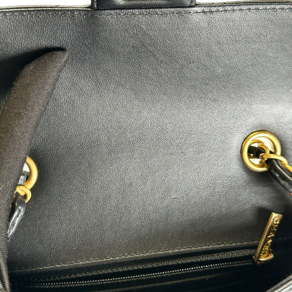 Used CHANEL Quilted Lambskin Mini Flap Bag Shoulder Bag Black Gold