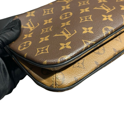 Used LOUIS VUITTON Canvas TWINNT Two Way Shoulder Bag Brown Black GHW
