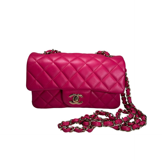 Used CHANEL Mini Classic Flap Two Way Shoulder Bag Pink GHW