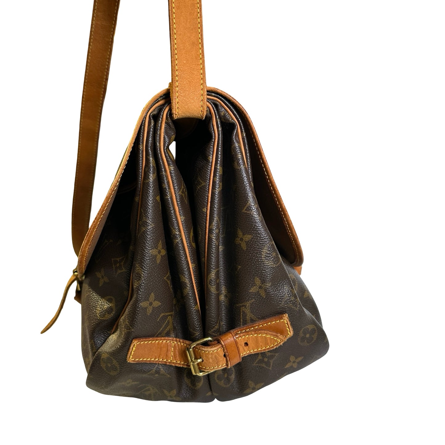 Used LOUIS VUITTON Monogram Saumur Messenger Bag Brown