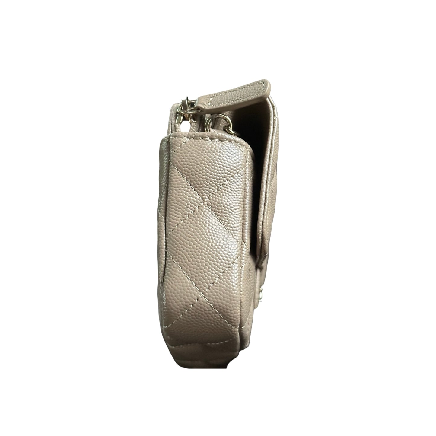 Used CHANEL Quilted Lambskin Flap Bag Handbag Beige GHW
