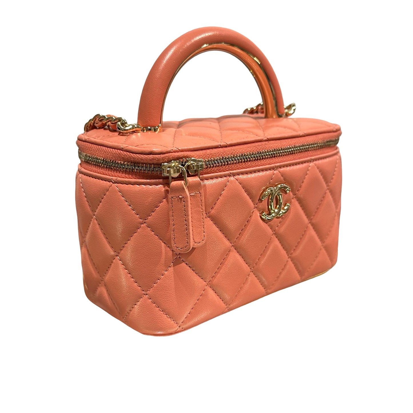 Used CHANEL Vanity Case Cross Body Bag Pink GHW