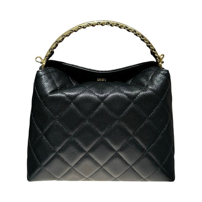 CHANEL 24A HOBO WITH HANDLE BLACK CAVIAR GHW [3000606]