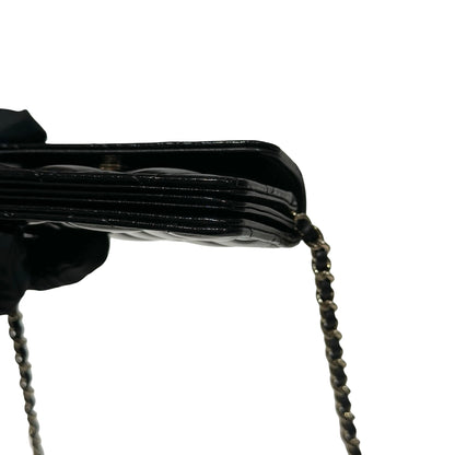 CHANEL MINI POUCH WITH CHAIN BLACK SHINY LAMBSKIN GHW [3000641]