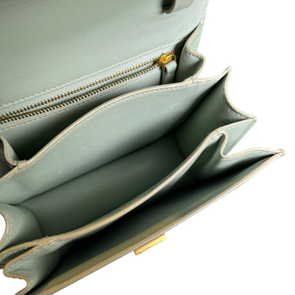 CELINE Epi Leather Classic Box Shoulder Bag Light Green GHW