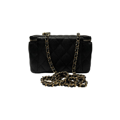 Used CHANEL Vanity Case Cross Body Bag Black GHW