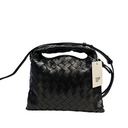 Used BOTTEGA VENETA Intrecciato Mini Wallace Shoulder Bag Black