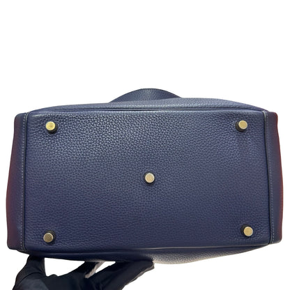 Used HERMÈS Lindy 30 Shoulder Bag Navy Blue GHW