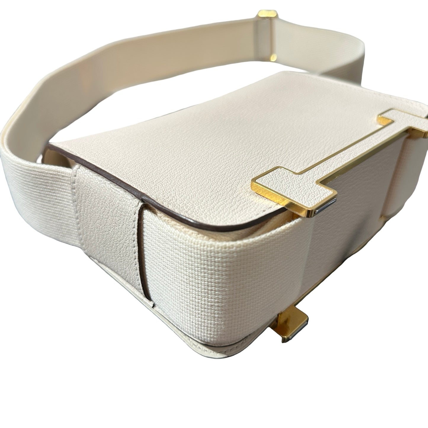Used HERMÈS Chèvre Mysore Geta Shoulder Bag GHW White