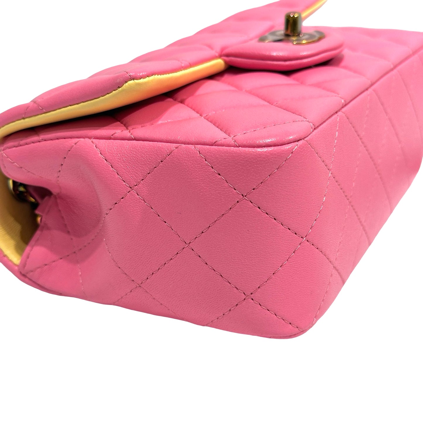 Used CHANEL Matelasse Lambskin Flap Bag Chain Shoulder Bag Pink