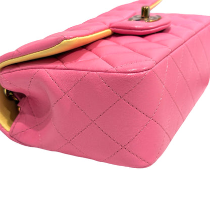 Used CHANEL Matelasse Lambskin Flap Bag Chain Shoulder Bag Pink
