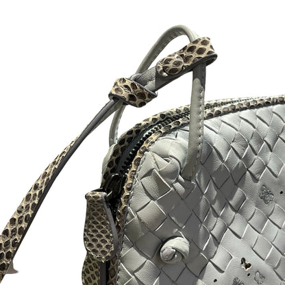 Used Bottega Veneta Lambskin Leather Butterfly Cross Body Bag PHW Grey