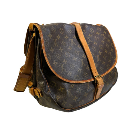 Used LOUIS VUITTON Monogram Saumur Messenger Bag Brown