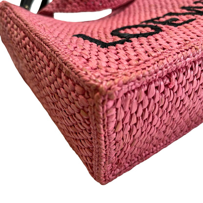 Used LOEWE Raffia Standard A4 Tote Bag Tote Bag Pink Black