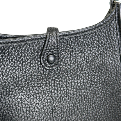 Used HERMES Clemence Evelyne Crossbody Bag Black