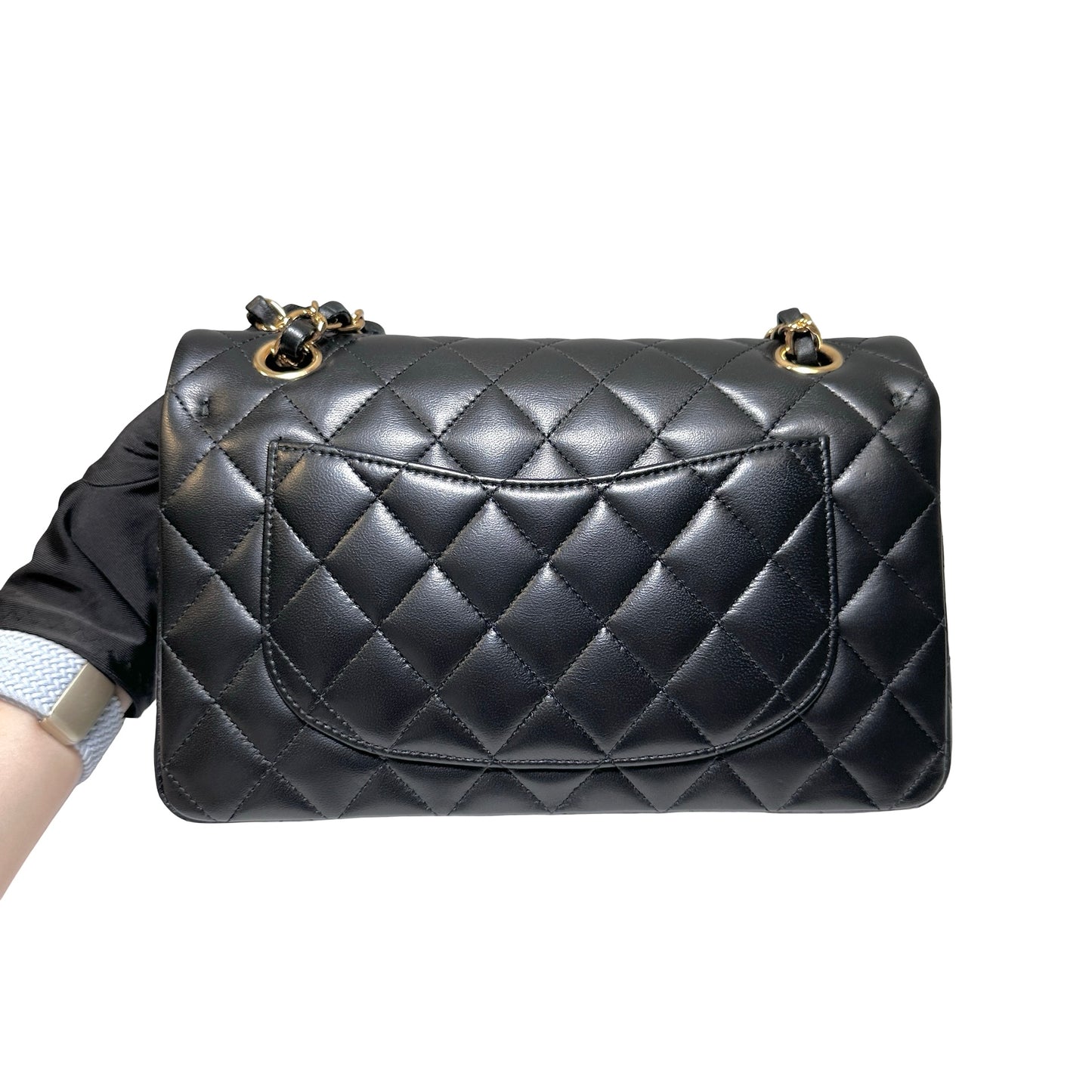 Used Chanel Calfskin Leather CF 23 Shoulder Bag Black GHW
