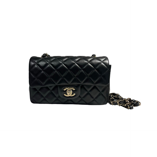 CHANEL MINI FLAP 20 CM BLACK LAMBSKIN GHW [3001063]