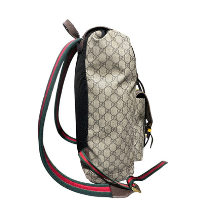 Used Gucci Coated Canvas Backpack Brown GHW