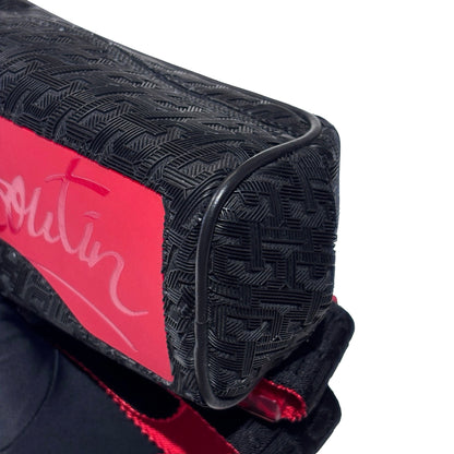 Used CHRISTIAN LOUBOUTIN Logo Textured ParisNYC Belt bag Black Red Silver