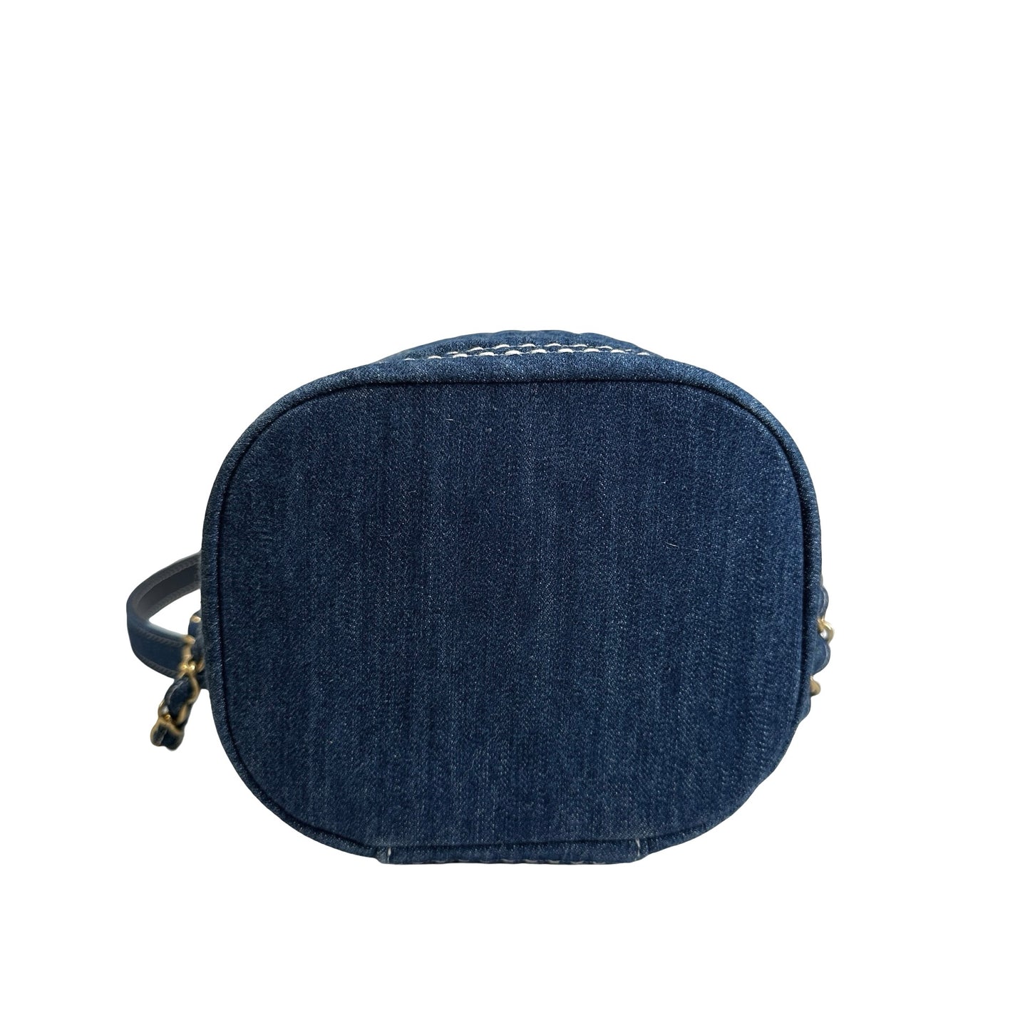 Used CHANEL Denim Bucket bag Cross body bag Denim blue