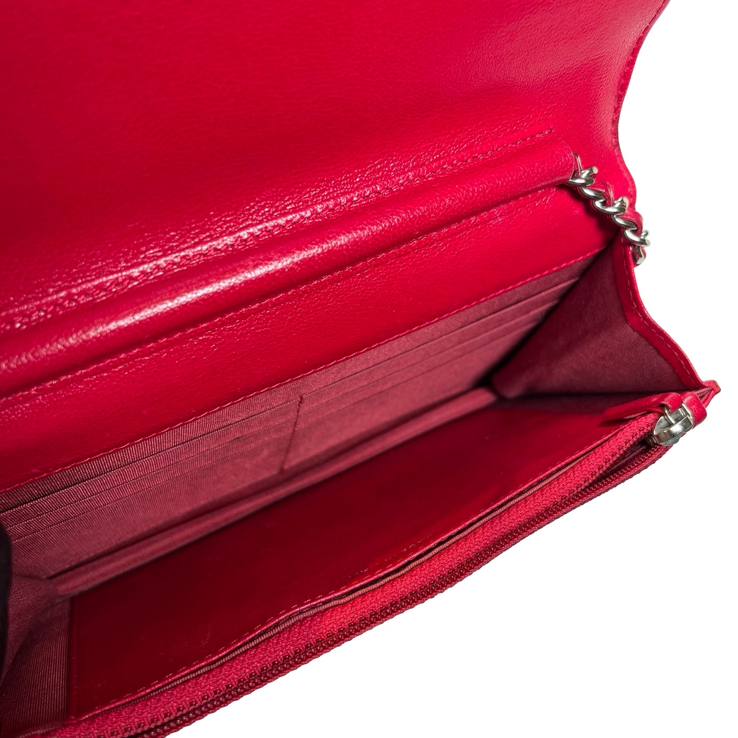 Used CHANEL Quilted Leather Wallet On Chain (WOC) Wallet on chain Red PHW
