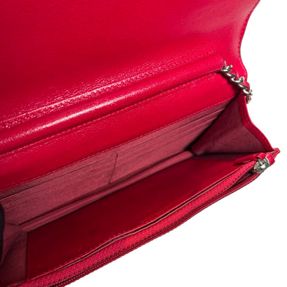 Used CHANEL Quilted Leather Wallet On Chain (WOC) Wallet on chain Red PHW