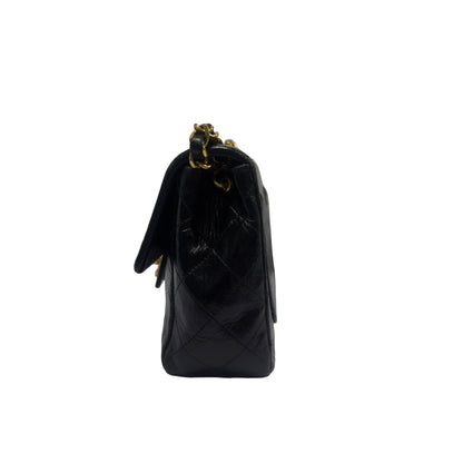 Used CHANEL Matelasse Lambskin Matelasse Shoulder Bag Black Gold