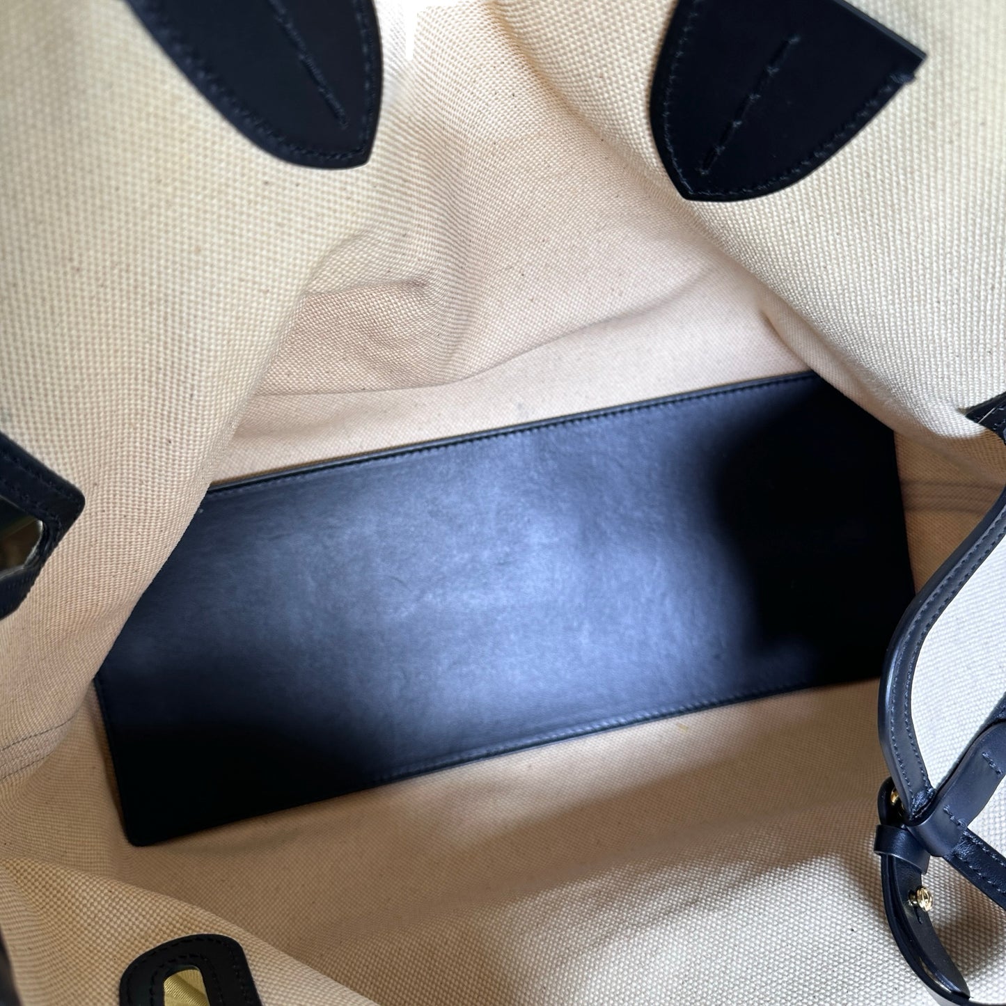 Used BURBERRY Canvas Tote Bag Tote Bag Beige Black