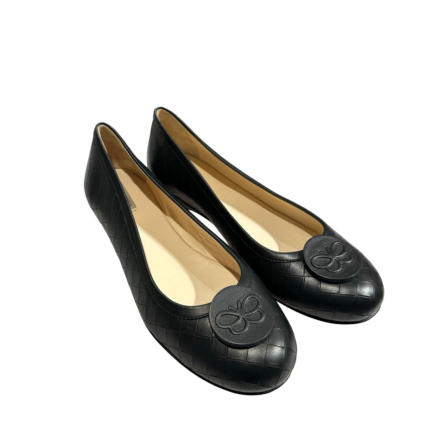 Unused BOTTEGA VENETA Lambskin Leather Unused BOTTEGA VENETA Lambskin Leather Butterfly Flats Shoes Black Shoes Black