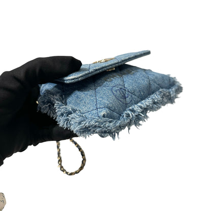 Used CHANEL Cross Body Bag Denim blue GHW