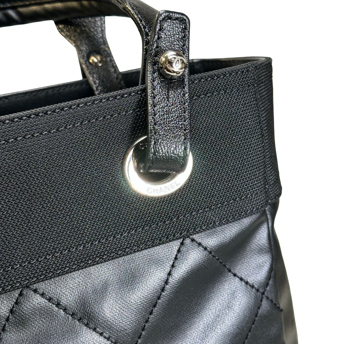 Used CHANEL Quilted Coated Canvas Vintage Tote Bag Tote Bag Black