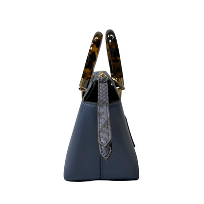 Used FENDI Leather By The Way Handbag Blue GHW