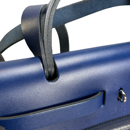 Used HERMES Canvas Leather Herbag 31 Handbag Navy PHW