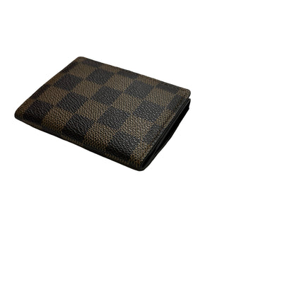 Used LOUIS VUITTON Damier Ebene Victorine Wallet Card holder Brown