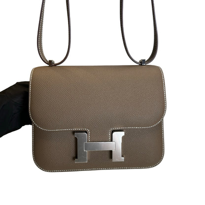 Brand New HERMES Epsom Mini Constance Shoulder Bag Etoupe PHW