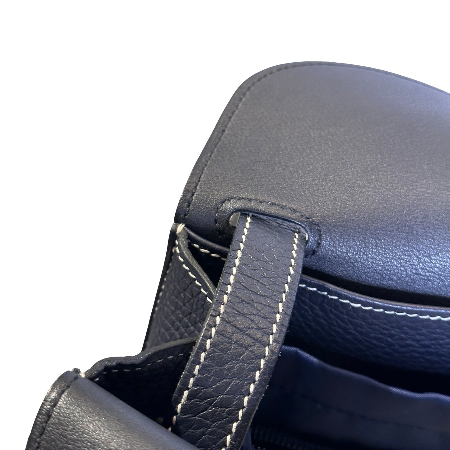 Used HERMÈS Clemence leather Halzan 31 Shoulder Bag Navy Blue PHW