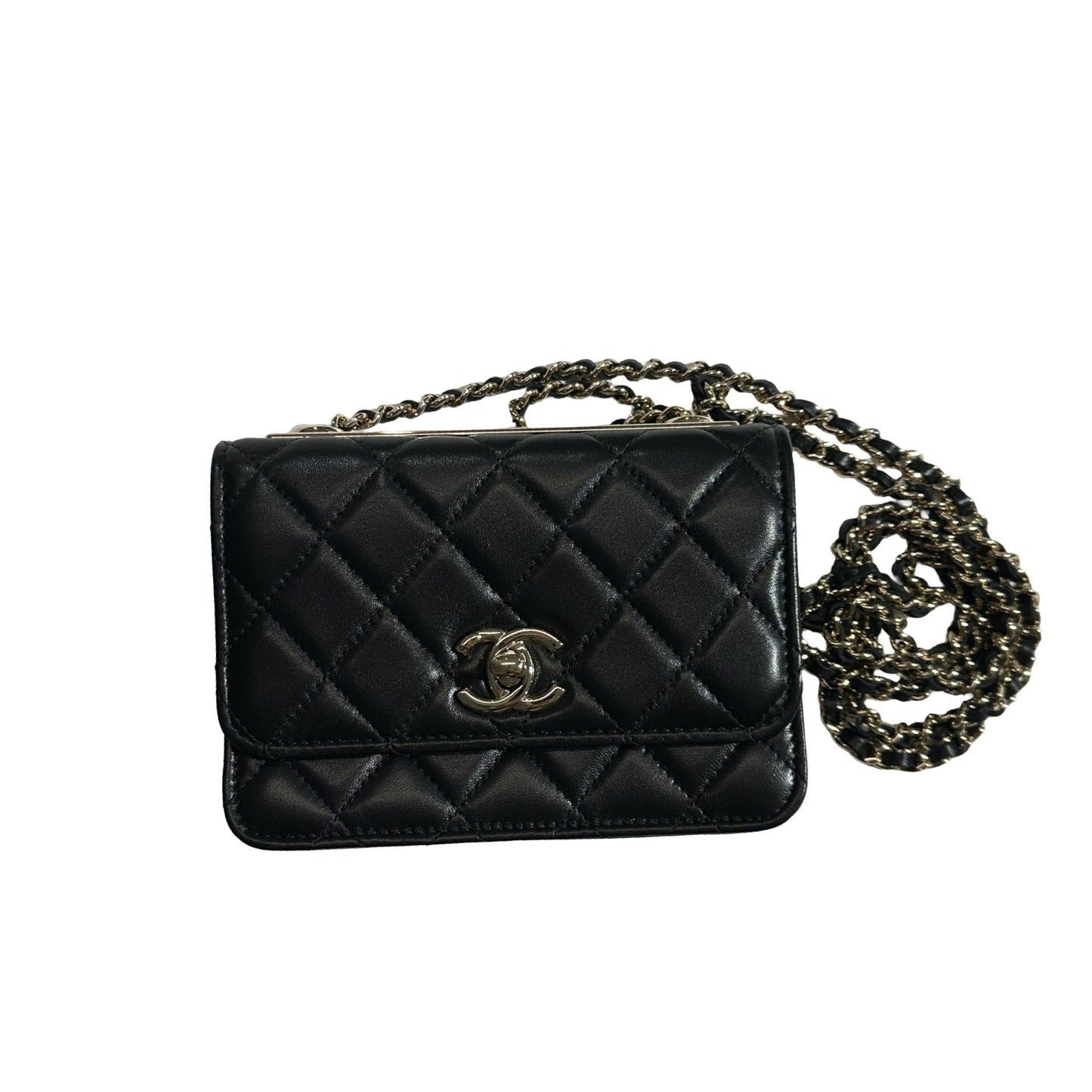 Used CHANEL Quilted Lambskin Trendy CC WOC Wallet on chain Black GHW